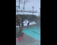 woman open white robe picture in snow