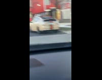 Guy drives by parked custom gucci prius 
