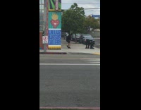 Guy dances la luz de jesus sidewalk 