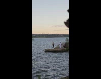 Man captain hat dances at the dock