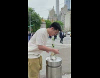 Guy smoking weed out of bong next to police
