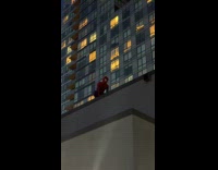 Collab Spiderman posing and dancing on roof 