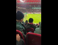 Guy starts shoulder tapping train stadium