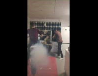 Guy shoots firework out window shotguns beer 