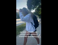 Collab ClipsIG - Two women hoodie stay still on sidewalk