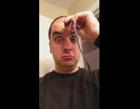 Man plug on forehead spin eyes really fast