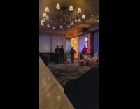 Guys walk drink shots magma wall glow