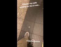 clippin my nails waiting for the e train