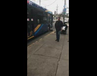 Blue bus runs over fire hydrant pt. 2