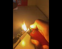 Guy tries to light wick bic lighter