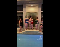Collab VIBES - 5 Plus Size Women Pose Next to Indoor Pool 
