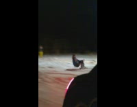 Car pulls guy on skis crates sparks