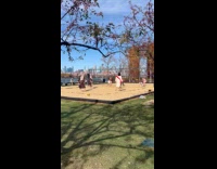 Man friends dressed as Jesus and disciples 