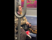 Collab Subway Creatures - Man eyes covered with red patch subway