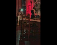 Collab IITW - Woman black top ring earrings inside bar