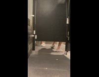 Trapped in public toilet tiktokers outside cubicle