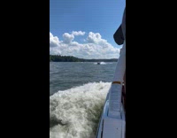 Collab SendItOfficiall - Guy drives boat bounces splash water