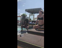 Woman black bikini foot transition tiktok dance