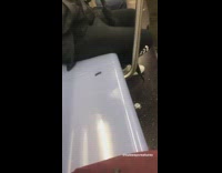 Single lash strip stuck on blue subway train seat