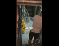 Corner of station floods a waterfall in corner 