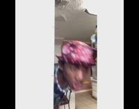 Guy opens fridge gets mad about stolen juice and runs away on all fours