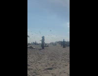 Two girls tiktok dance hat birds beach