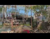 Girl sits on bent tree trunk for photo 