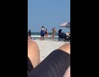 Collab IITW - Woman bikini poses near the American umbrella