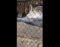 Liquid nitrogen spills out onto street behind gate