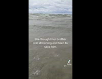 Toddler sister thinks brother is drowning and tries to save him 