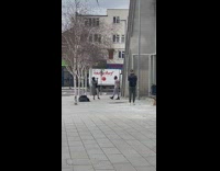 Guy rap on street stopped by siren 