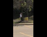 Woman white jacket dance tiktok empty parking lot