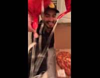 Man surprising girlfriend on Valentines