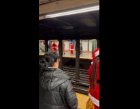 People wears Santa costume on Christmas Day