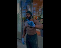 Man shirtless gives motivational message to filmer