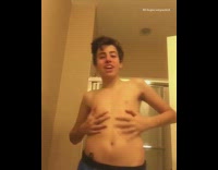 Shirtless kid super saiyan screaming bathroom