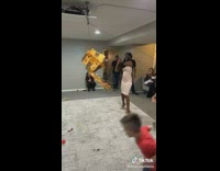 Toddler gets hit during pinata round 