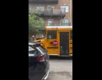 School bus long honk at Amazon truck