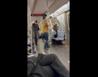 Men dance and exercise for video shoot