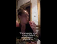 Woman dining outside scared of tokay gecko sound