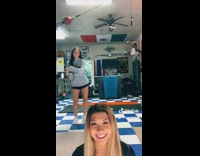 Collab BitchIG2 - Phone on garage door two girls dance