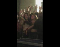 Woman selfie video party friend hug