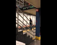 Drunk guy pees on subway train tracks