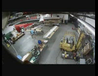 Guy rides hoverboard runs into forklift 