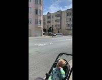 Woman red top white skirt kid unsatisfied