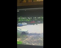 Neighbor steals license plate from red truck 