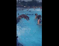 Collab VIBES - Man at wave pool forgets to jump when waves come 