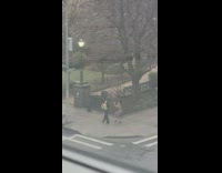Ladies Dance on Street Corner by the Crosswalk