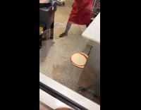 Pizza flew out from auto-saucer machine 