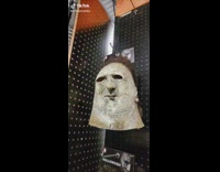 Michael Myers mask folded inward mock voice